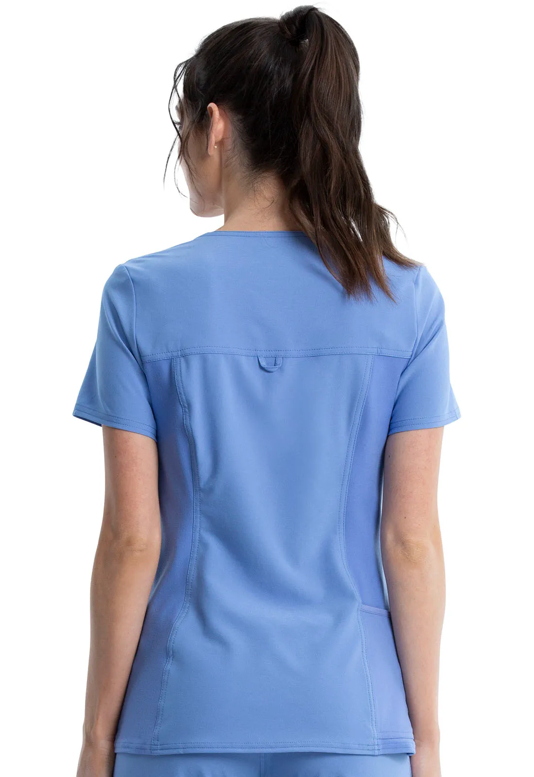 Scrub Top - Cherokee Women's iFlex V-Neck Knit Panel Top - Ciel, CK605