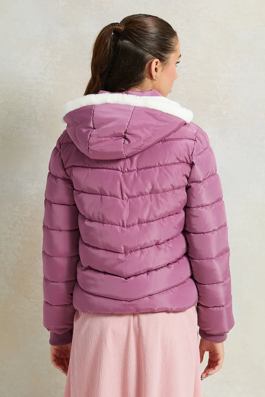 Senior Girls Mauve Hooded Padded Jacket