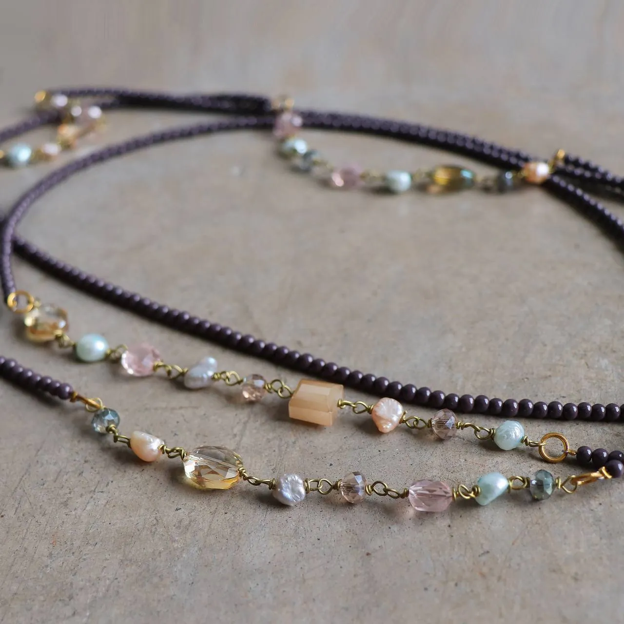 Siren Glass and Pearl Layering Necklace