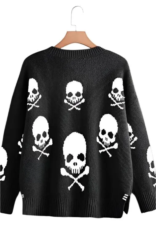 Skull V-neck Sweater