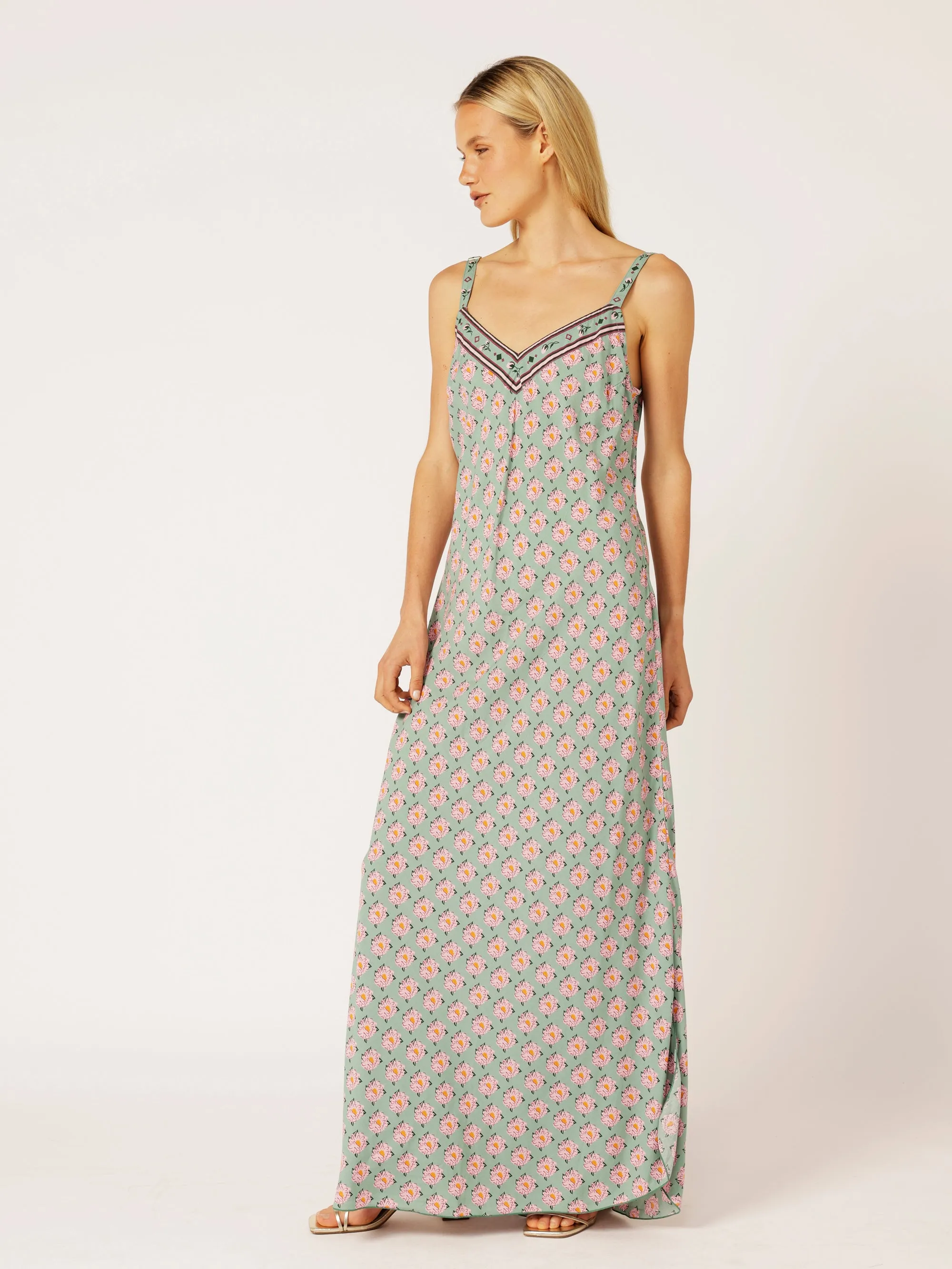 Slip Dress SUPER MAXI | Bias Cut | Sage Peony