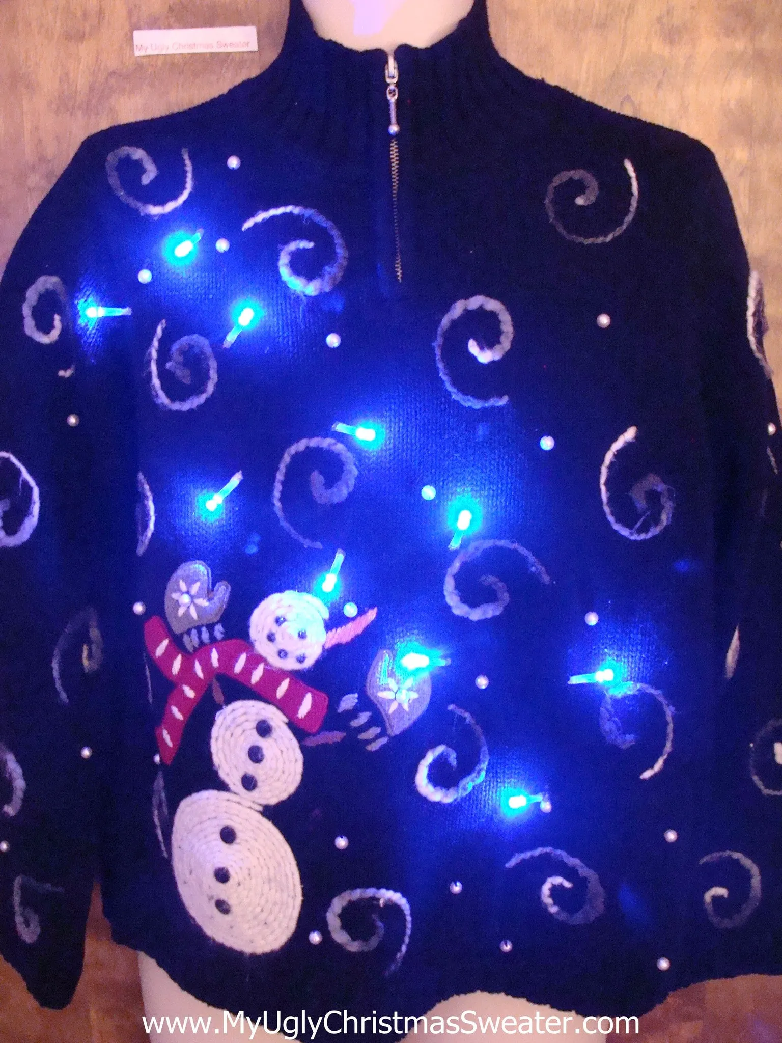 Snowman in the Wind Light Up Ugly Christmas Jumper