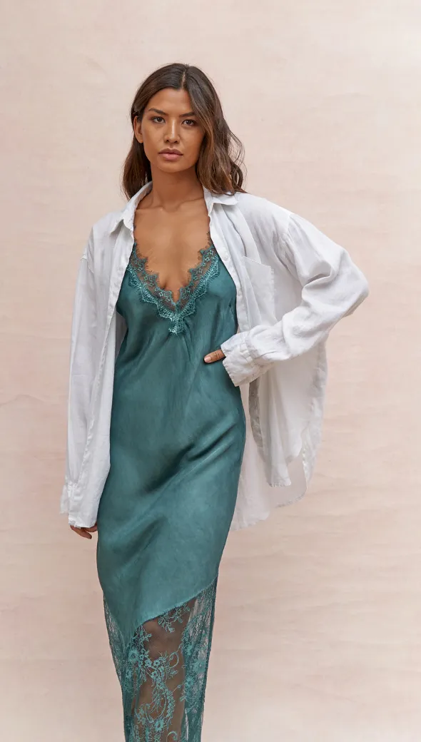 SOLANGE SLIP DRESS - EMERALD