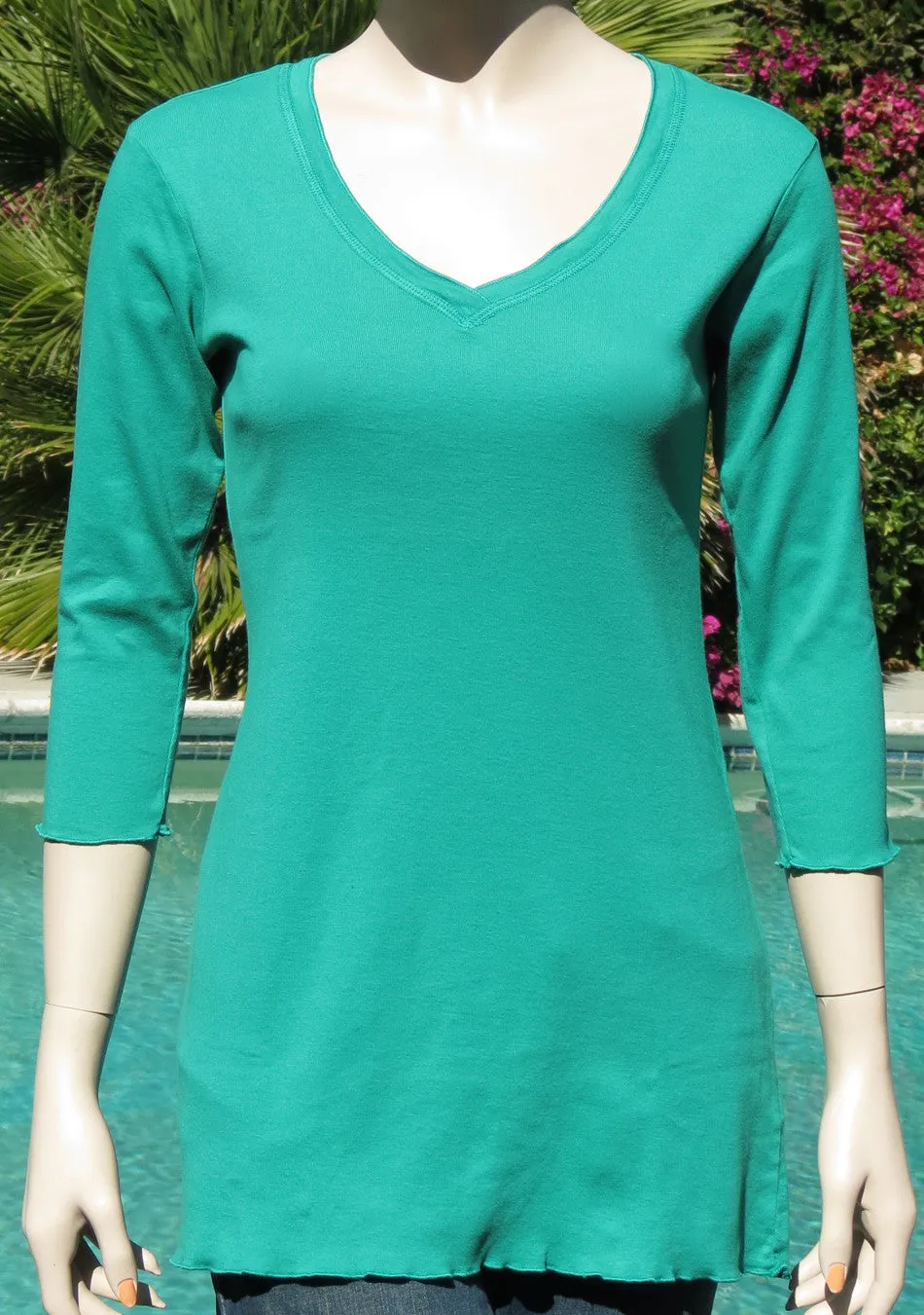 Solid V-Neck Top - Emerald