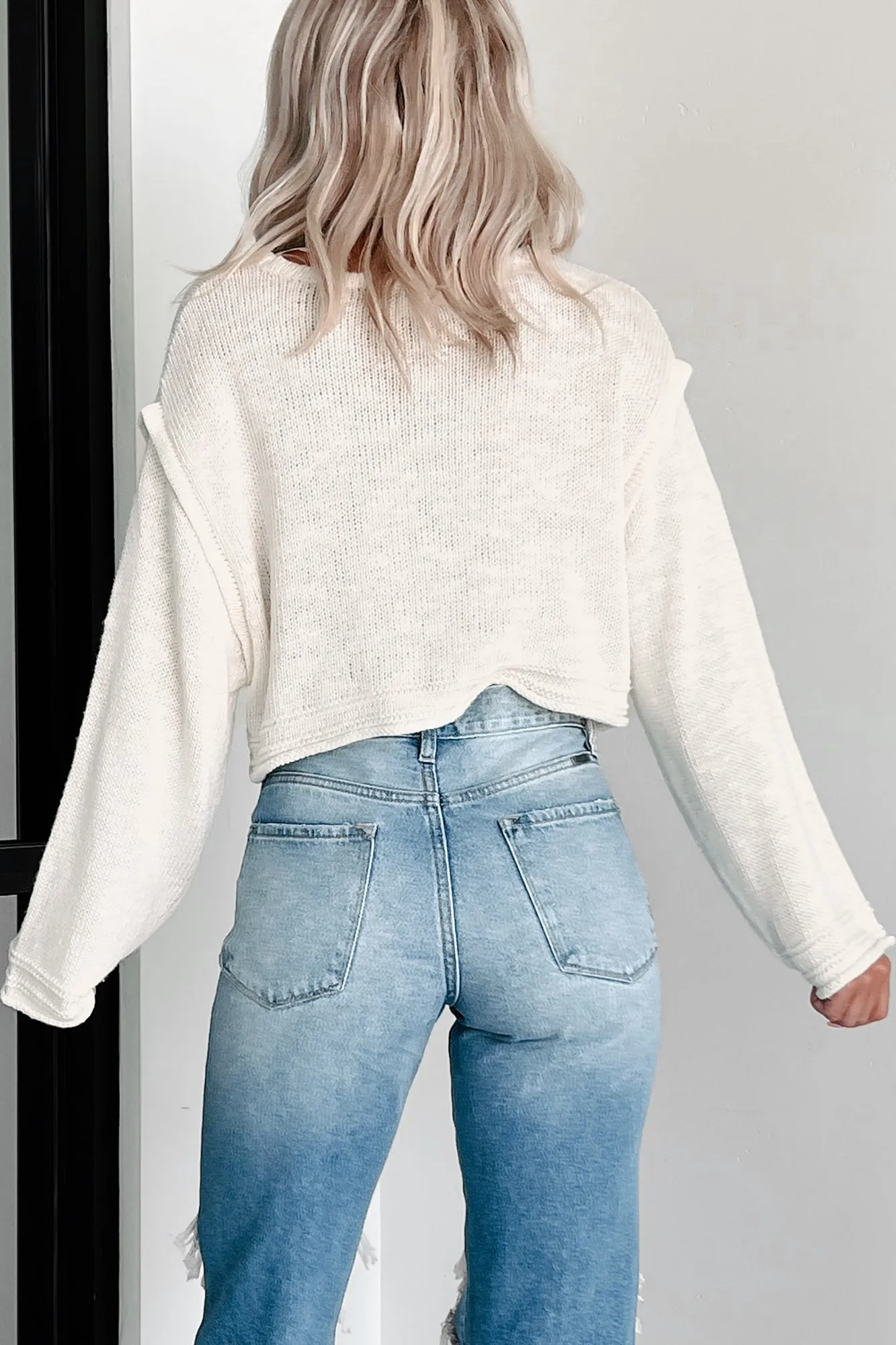 Spare My Heart Oversized Crop Sweater (Cream)