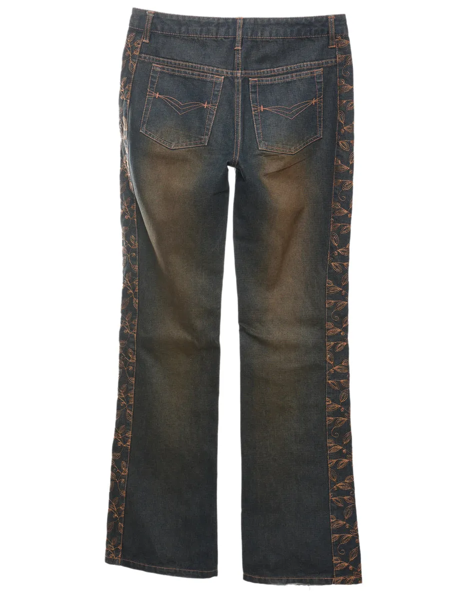 Stretchy Embroidered Bootcut Jeans - W30 L33