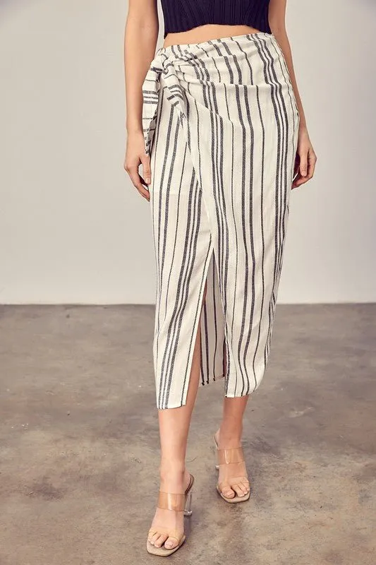 Stripe Overlap Skirt