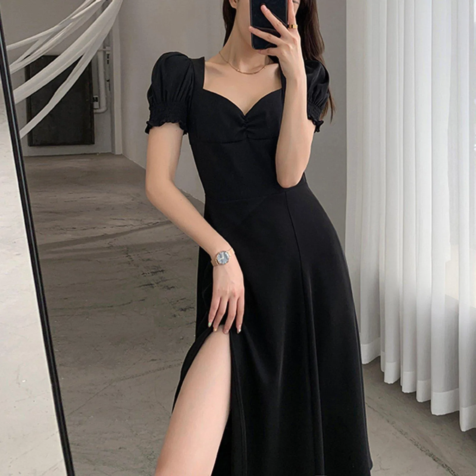 Sweetheart Short Sleeve Fit & Flare Dress