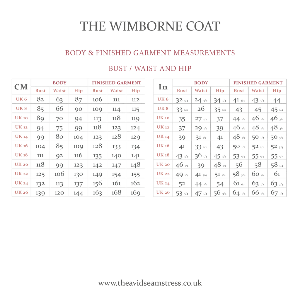 THE AVID SEAMSTRESS • The Wimborne Coat Sewing Pattern