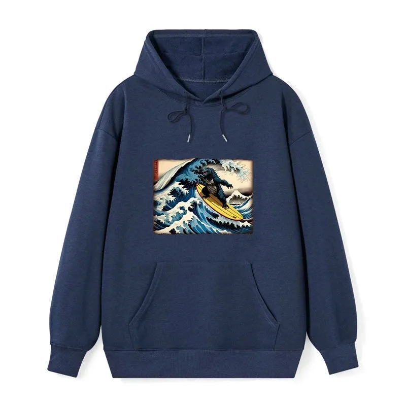 Tokyo-Tiger Dinosaur Surfing Japanese Classic Hoodie