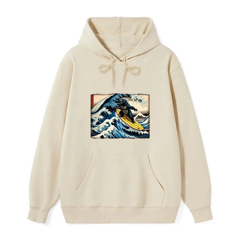 Tokyo-Tiger Dinosaur Surfing Japanese Classic Hoodie