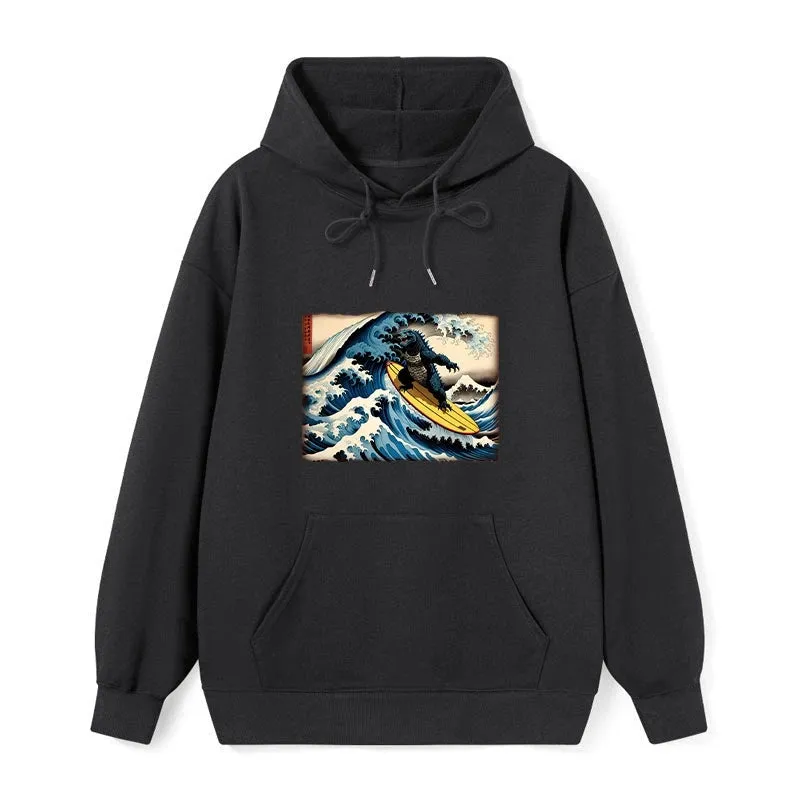 Tokyo-Tiger Dinosaur Surfing Japanese Classic Hoodie