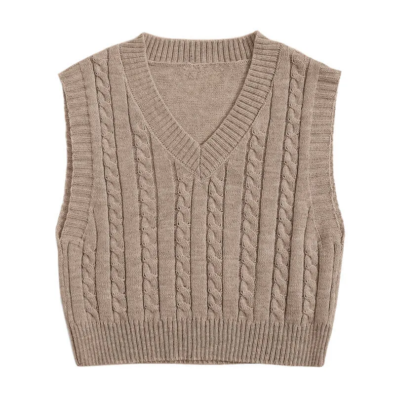 Twisted V-neck knit vest