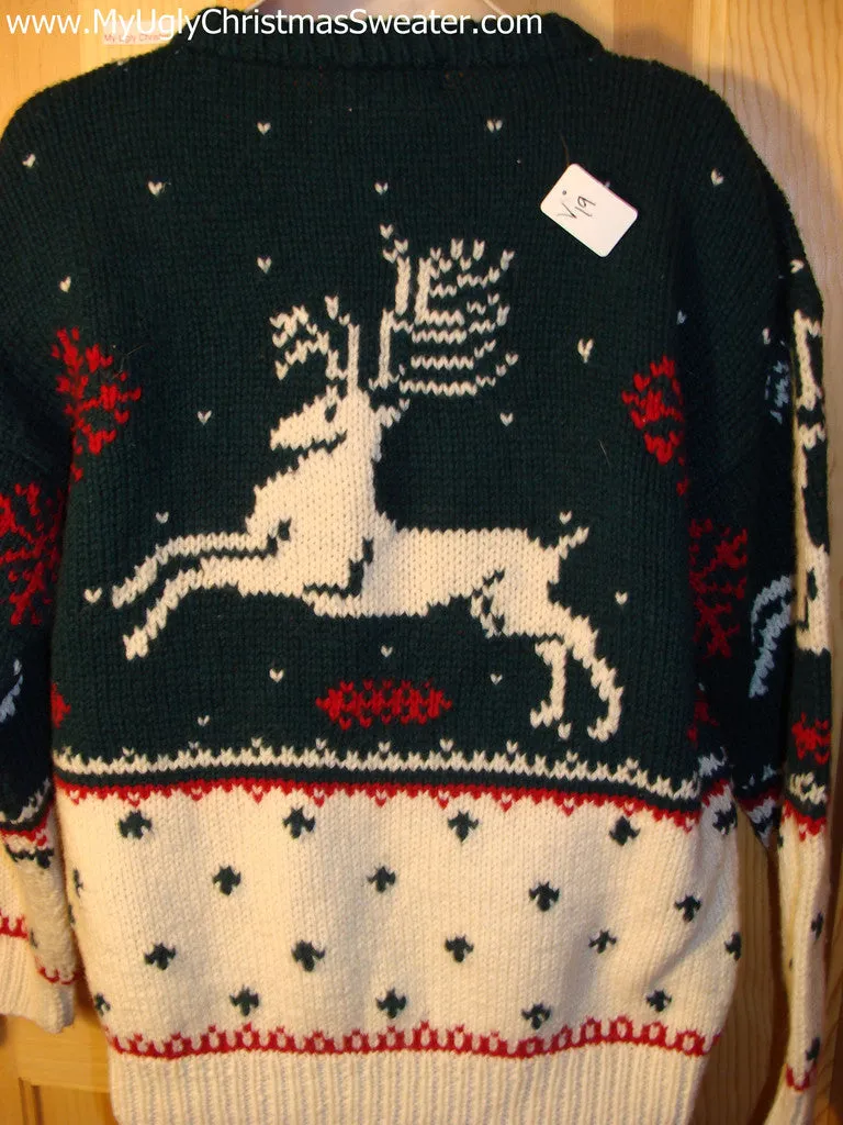 Ugly Christmas Sweater Party Vintage Reindeer Sweater (v19)