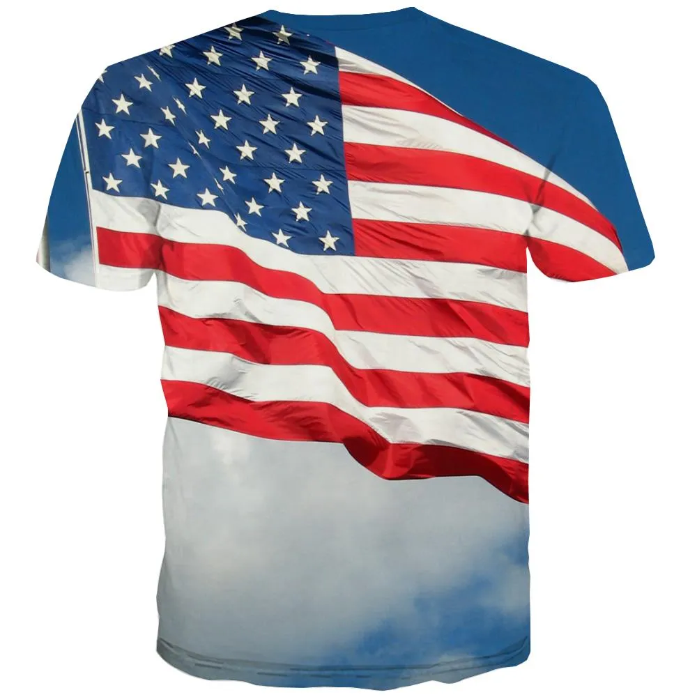 USA T-shirt Men Flag Tshirts Cool Statue T shirts Funny Country Tshirts Novelty