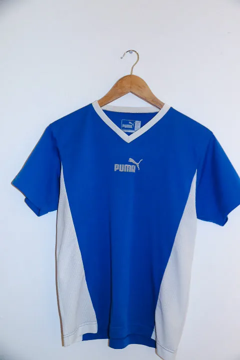 vintage puma blue and white mens V-neck Xsmall tees