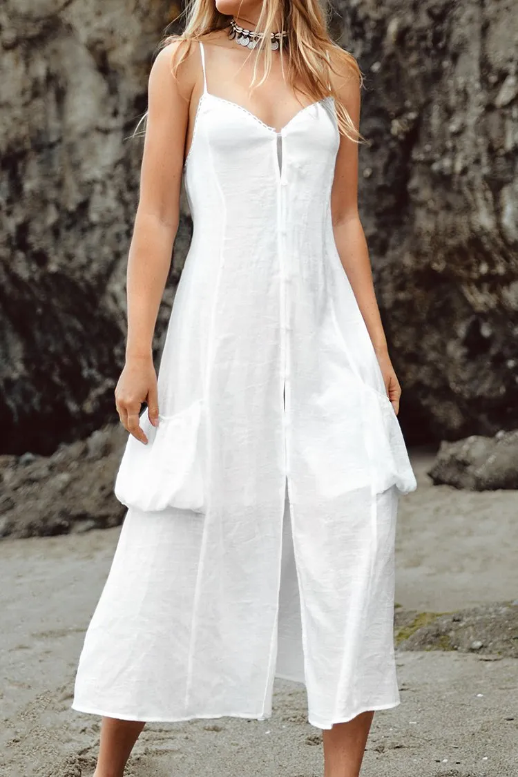 White Slip Dress with Pockets