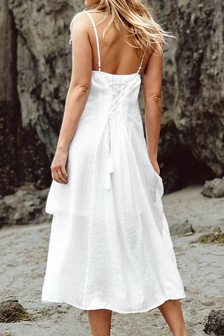 White Slip Dress with Pockets