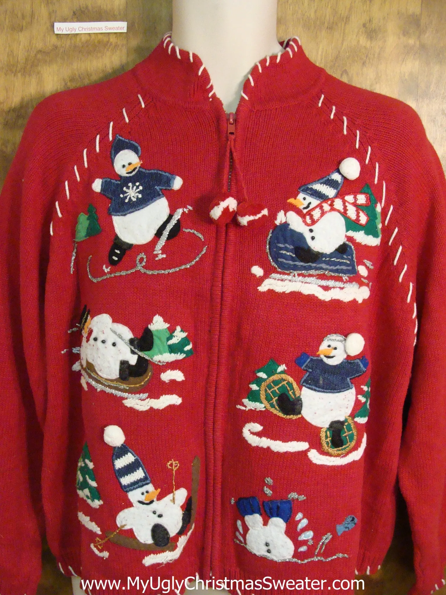 Winter Sports Snowmen 2sided Ugliest Christmas Sweater