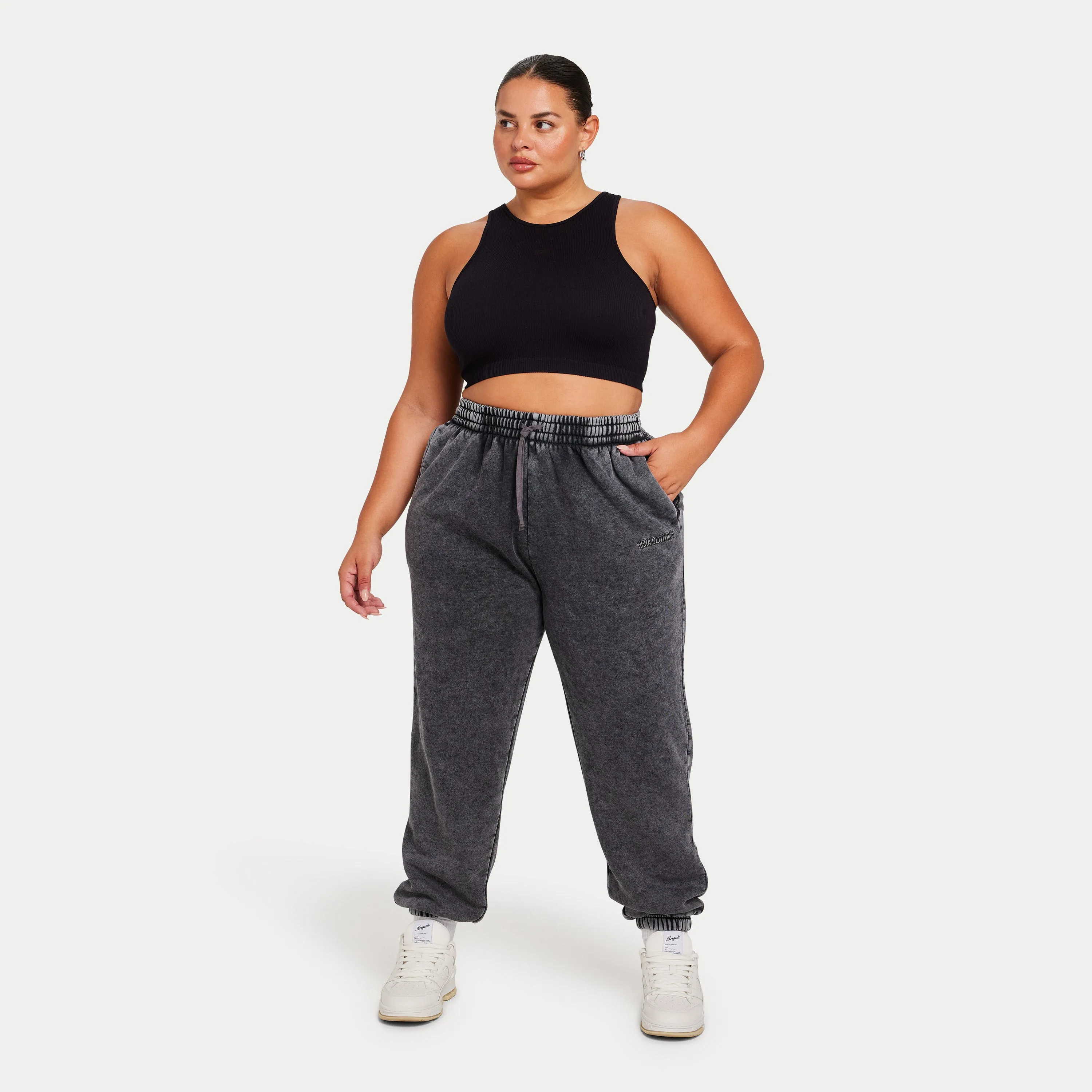 Womens Ribbed Base Racer Crop Top - Black