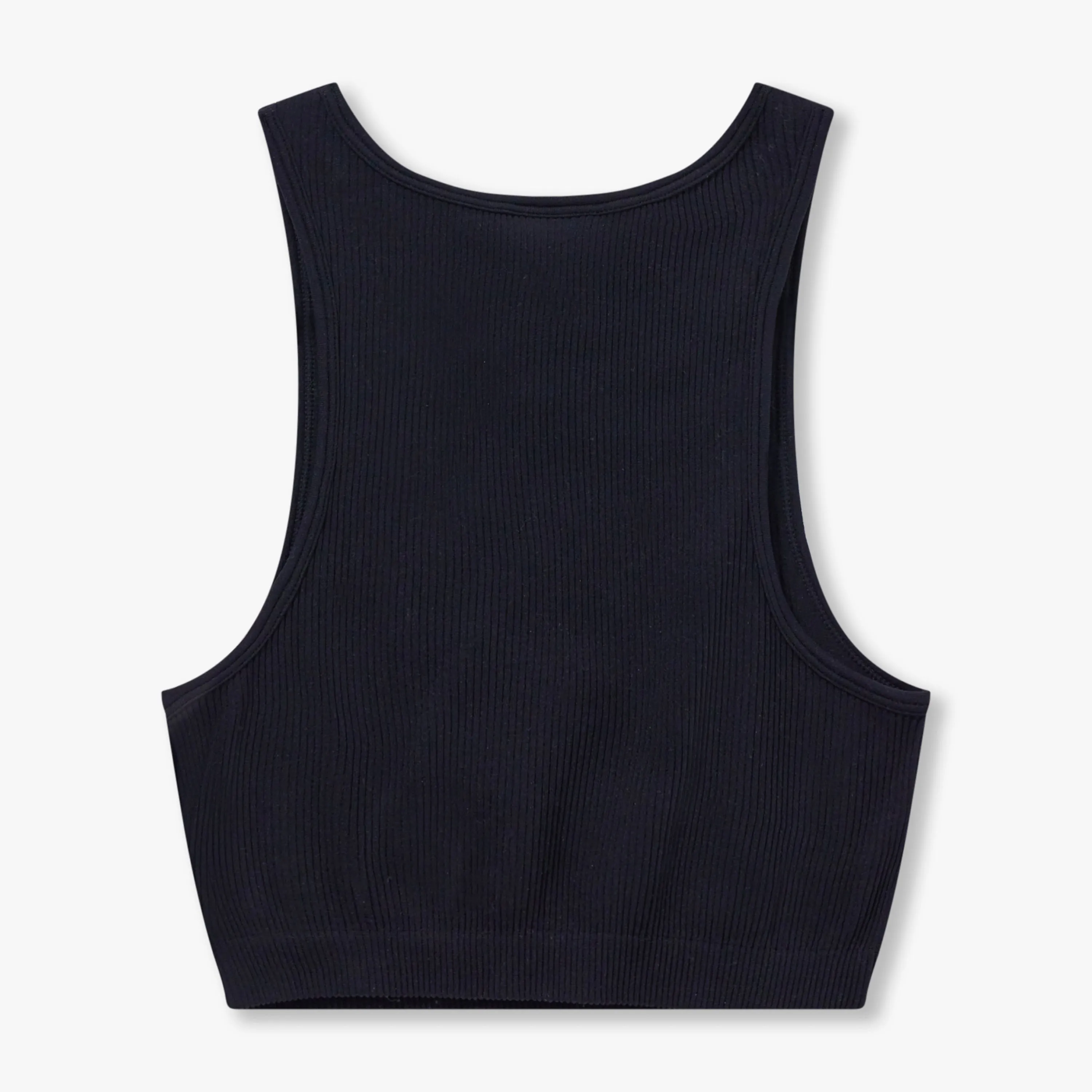 Womens Ribbed Base Racer Crop Top - Black