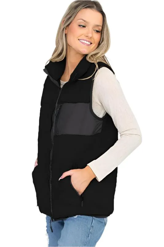 Womens Sherpa Fleece Vest Top Jacket