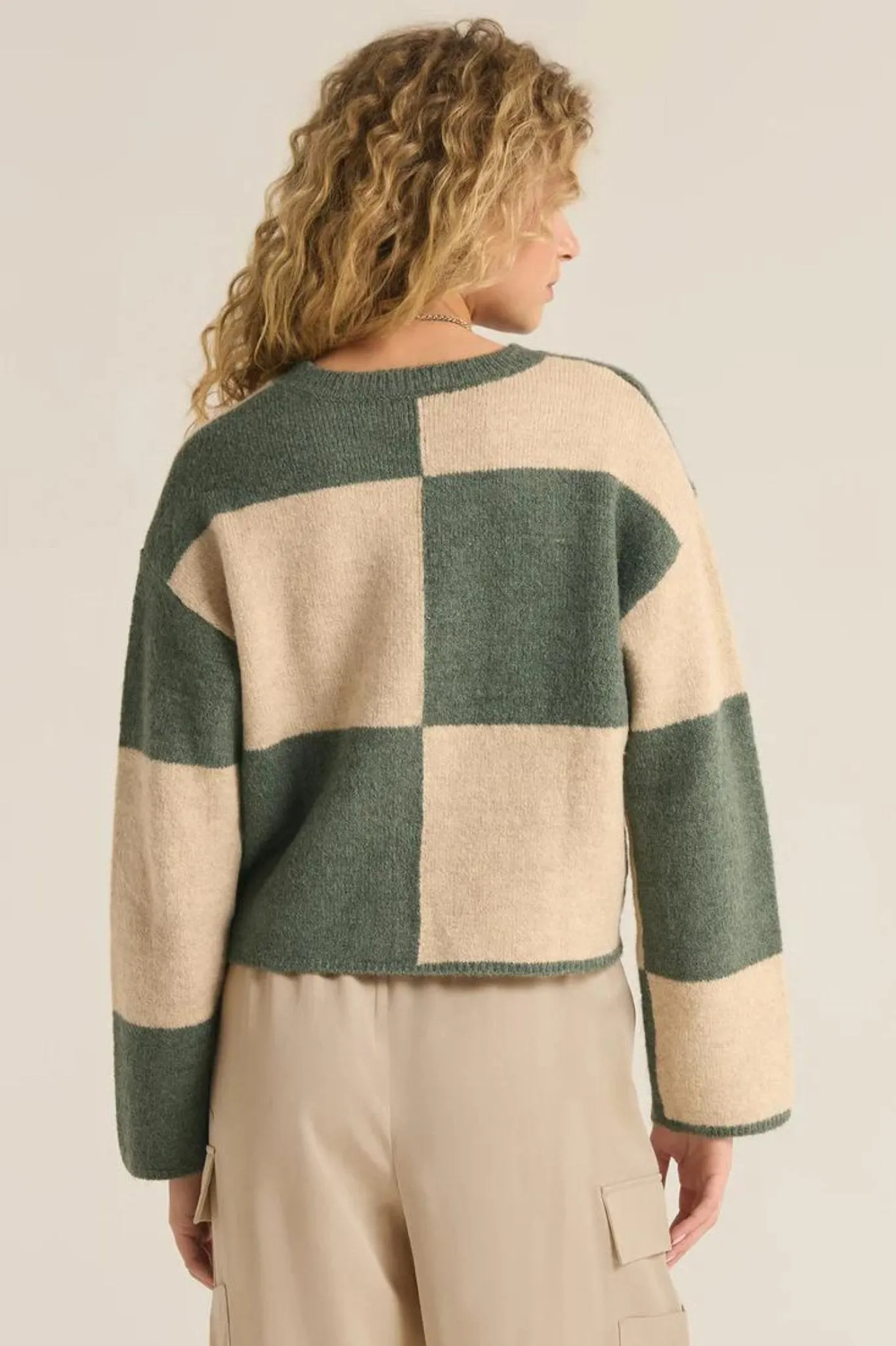 Z supply : Rosi Blocked Sweater Palm Green